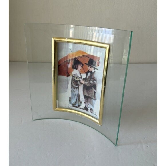 NIB Elegant Glass and Gold tone Picture Frame Decorated for Pic.W 3.5" x H 5.5" - Picture 6 of 11